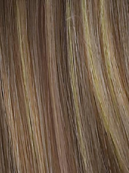 BERNSTEIN ROOTED | Light Brown base with subtle Light Honey Blonde and Light Butterscotch Blonde highlights and Dark Roots