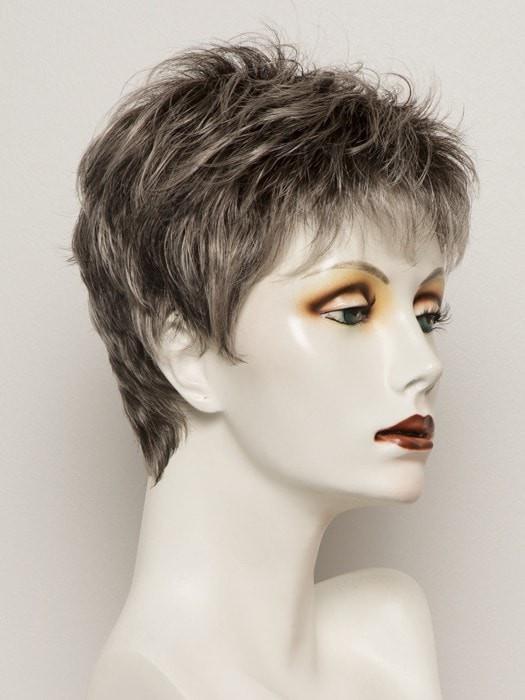 SALT/PEPPER-ROOTED 39.60.44 | Light Natural Brown with 75% Gray, Medium Brown with 70% Gray and Pure White Blend with Brown Roots