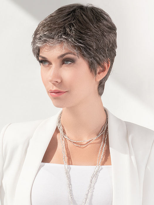 CALL bY ELLEN WILLE in SMOKE-ROOTED 38.48.36 | Medium Brown blended with 35% Pure White