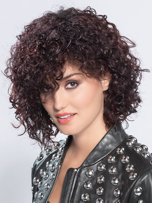 DISCO by ELLEN WILLE in AUBERGINE ROOTED 131.133.132 | Darkest Brown with hints of Plum at base and Bright Cherry Red and Dark Burgundy Highlights