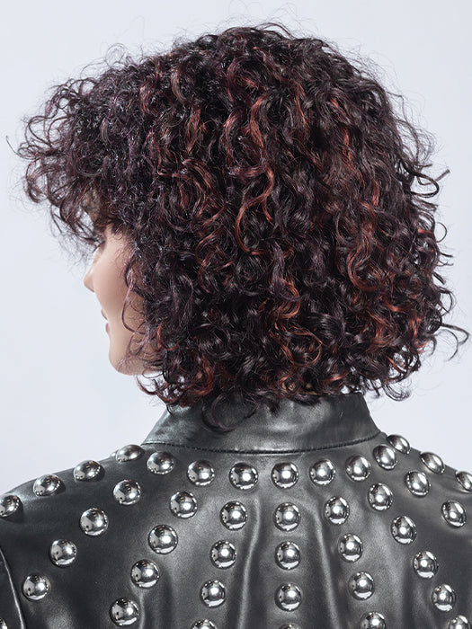 DISCO by ELLEN WILLE in AUBERGINE ROOTED 131.133.132 | Darkest Brown with hints of Plum at base and Bright Cherry Red and Dark Burgundy Highlights