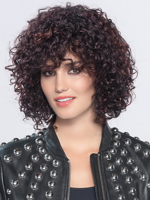 DISCO by ELLEN WILLE in AUBERGINE ROOTED 131.133.132 | Darkest Brown with hints of Plum at base and Bright Cherry Red and Dark Burgundy Highlights