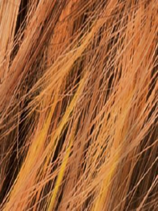 MANGO RED ROOTED 28.31.29 | Blended Medium Copper Red, Copper Red, and Butterscotch Blonde Highlights with Dark Brown Roots
