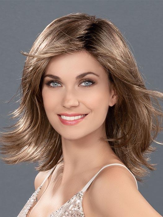 SPLENDID by ELLEN WILLE in LIGHT BERNSTEIN ROOTED | Light Auburn, Light Honey Blonde, and Light Reddish Brown Blend and Dark Roots
